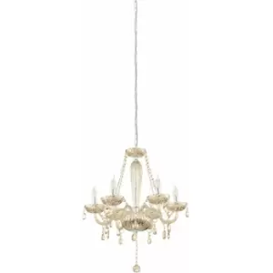 Image of Pendant Ceiling Light Colour Chrome Shade CognacColoured Glass Bulb E14 6x40W