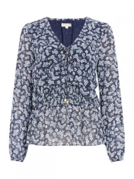 Image of Michael Kors Sheer top with cherry blossom print Blue