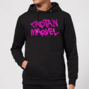 Image of Captain Marvel Spray Text Hoodie - Black