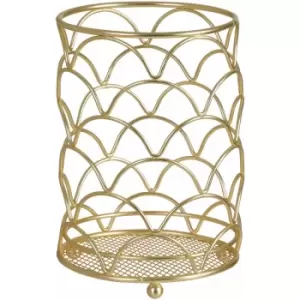 Image of Deco Matte Gold Utensil Holder Sturdy Organiser For School / Office Supplies Minimal Design Metallic Finish w11 x d11 x h16cm - Premier Housewares