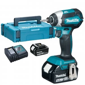Image of Makita DTD153 18v Cordless LXT Brushless Impact Driver 2 x 5ah Li ion Charger Case