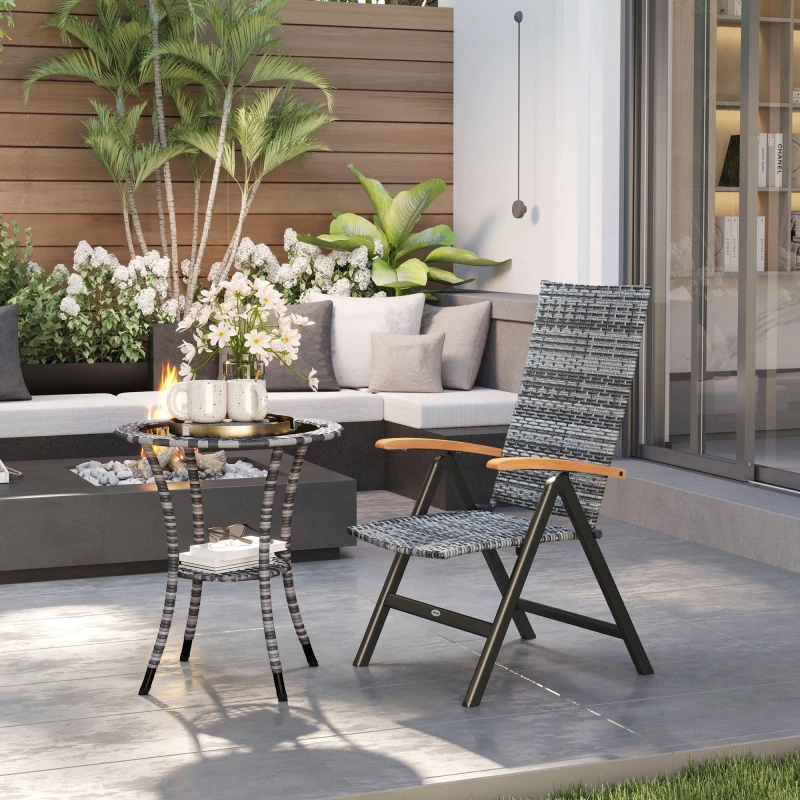 Image of Outsunny Outdoor Folding Rattan Chair - Dining Chair - Light Grey TJ Hughes 5063603905856