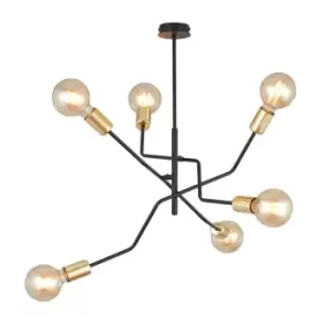 Image of Bolt Black Contemporary Semi Flush Light 6x E27