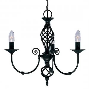 Image of 3 Light Multi Arm Ceiling Pendant Black, E14