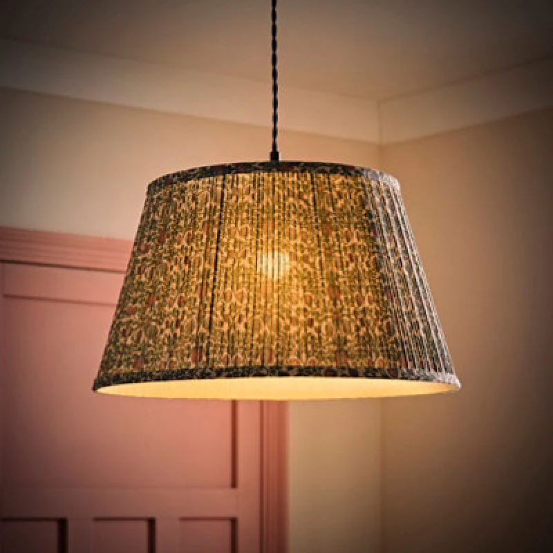 Image of ValueLights ValueLights Abel Pleated Tapered Floral Easy Fit Ceiling Light Lamp Shade and Bulb in Green Size: Large Green Large Unisex 5059406069611
