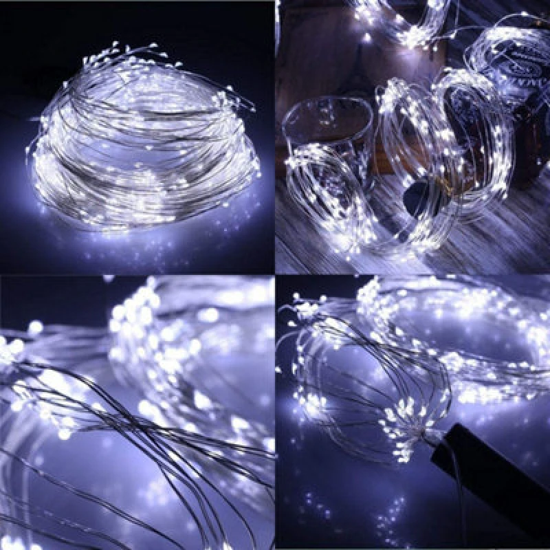 Image of Shatchi 10M Long 100 Cool White LED Lights Micro Rice Silver Copper Wire Indoor Battery Operated Firefly String Fairy Lights