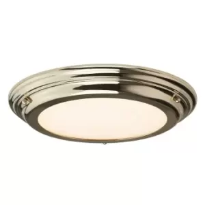Image of 1 Bulb Flush Light Low Ceiling Highly Polished Brass Finish LED 25W Bulb