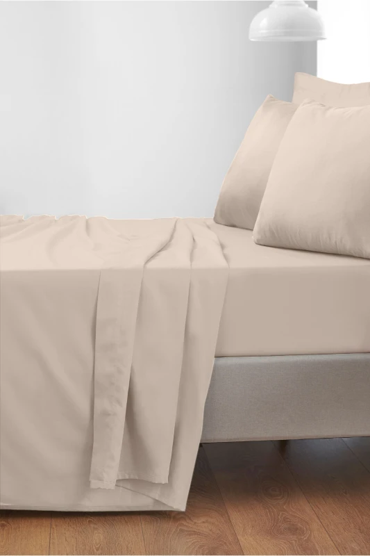 Image of Bianca '400 Thread Count Cotton Sateen' Flat Sheet in Beige Size: Super King Flat Beige Unisex Super King Flat