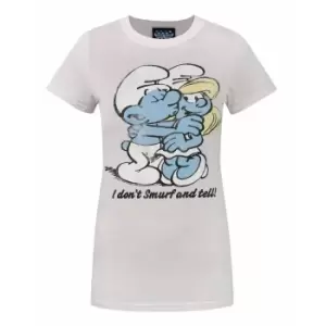 Image of Junk Food Womens/Ladies Smurf And Tell The Smurfs T-Shirt (S) (Pale Pink)