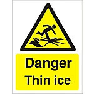 Image of Warning Sign Thin Ice Plastic 40 x 30 cm
