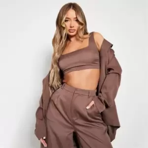 Image of I Saw It First Tailored Square Neck Crop Top - Brown