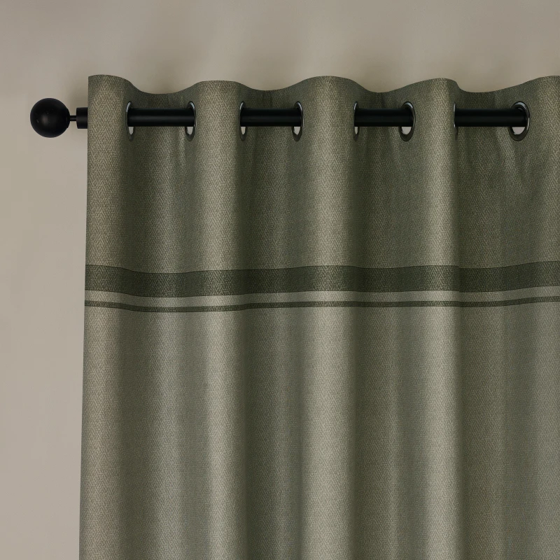 Image of Catherine Lansfield Melville Lined Eyelet Curtains Two Panels Eyelet Curtains 66x90" Green 41988115000