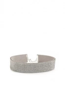 Image of Mood Silver Plated Crystal Wide Choker Necklace