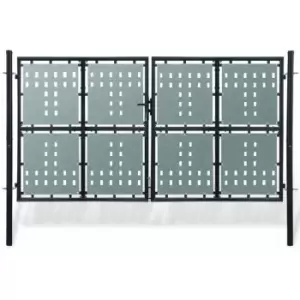 Image of Black Double Door Fence Gate 300 x 200cm Vidaxl Black