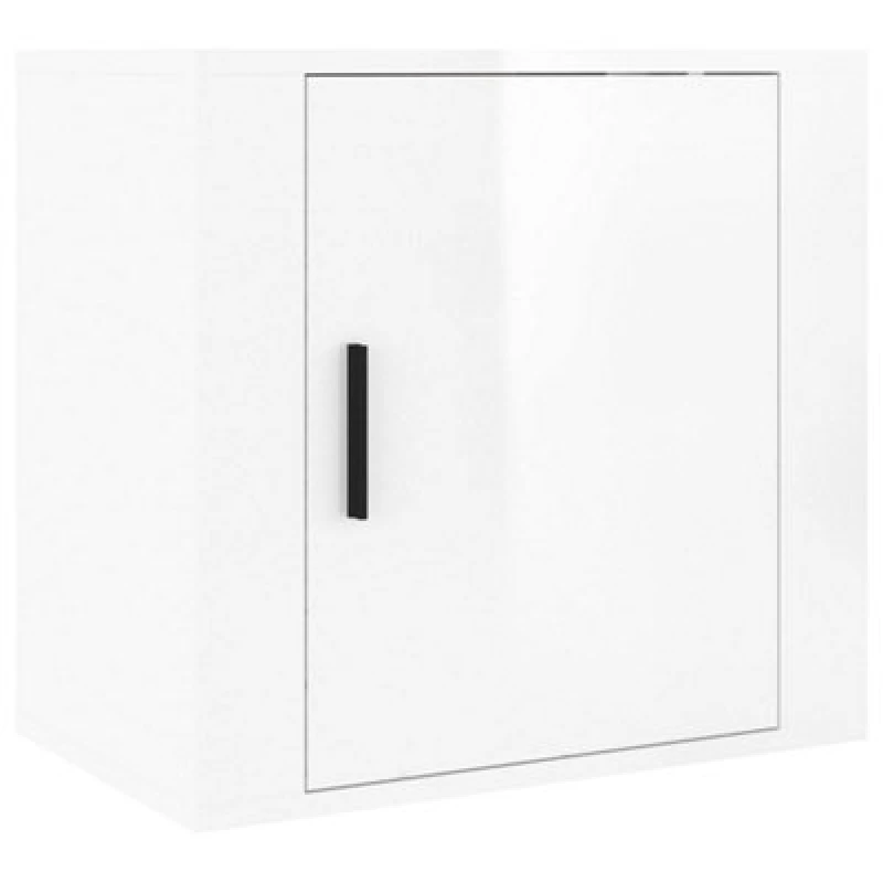 Image of Vidaxl Wall-mounted Bedside Cabinet High Gloss White 50X30X47 Cm, White 816868