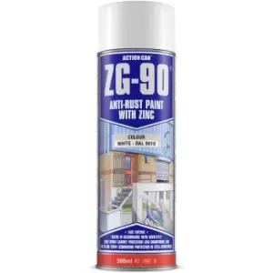 Image of ZG-90 White Anti Rust Cold Zinc Galvanising Colour Spray Paint 500ml - Action Can