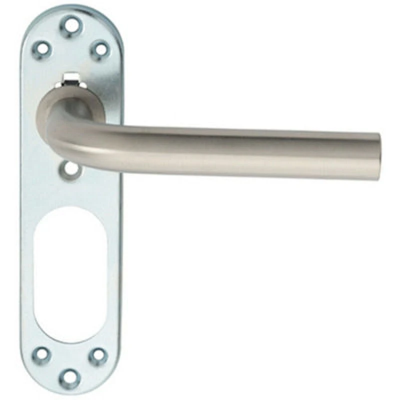 Image of Loops PAIR Straight Lever on Steel Inner Backplate 168mm Door Handle Satin Steel Metallics