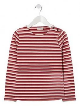 Image of Fatface Girls Long Sleeve Breton Stripe T-Shirt - Dusky Pink