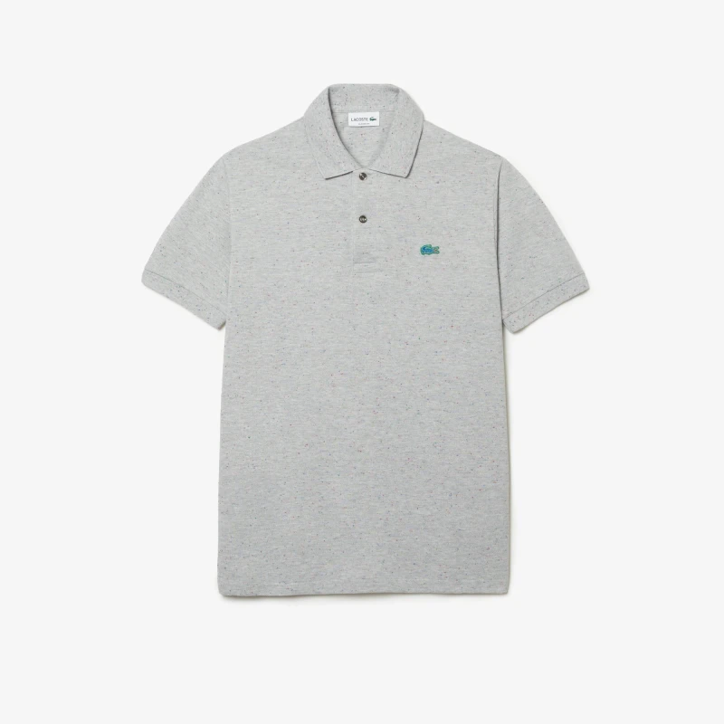 Image of Lacoste Classic Fit Speckled Print Cotton Pique Polo Shirt - Grey Grey S