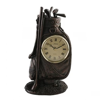 Image of Juliana Gifts Bronze Mantel Clock - Golf Bag