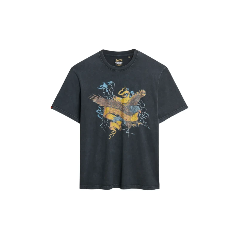 Image of Superdry Graphic oversized T-Shirt Superdry Biker Rock Noir Male L