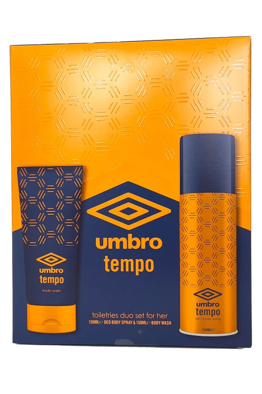 Image of Umbro Womens Tempo For Her Deodorant Body Spray 150ml Body Wash 150ml in White Size: 300ml White Female 300ml
