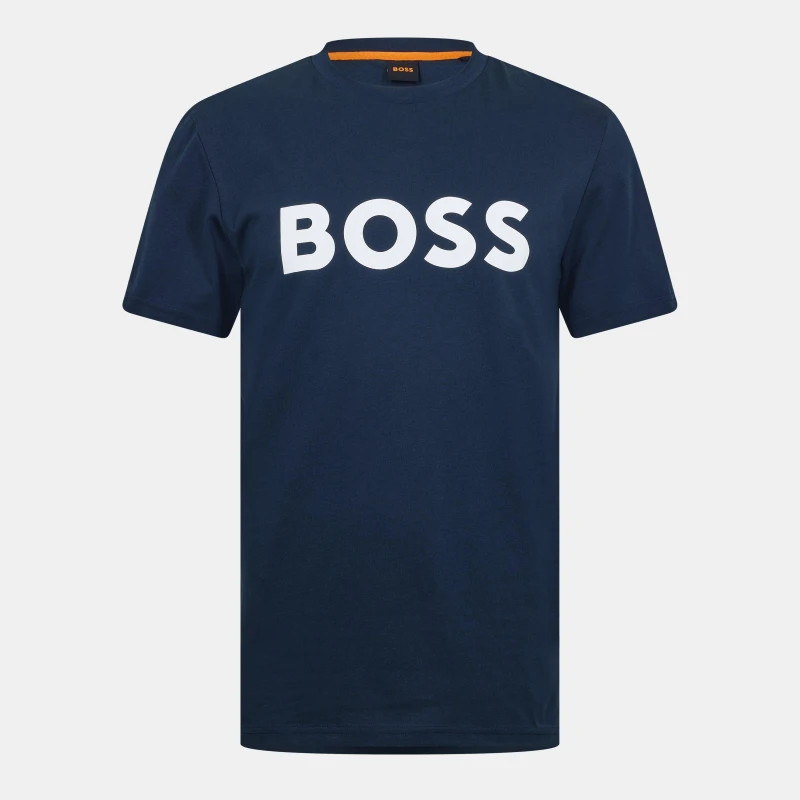 Image of Boss Mens Thinking 1 T-Shirt, Signature Logo Dark Blue male S