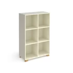 Image of Giza cube storage unit 1370mm high with 6 open boxes and wooden legs - white