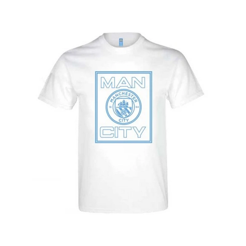 Image of Manchester City FC Mens Logo T-Shirt in White Size: Small White Male S