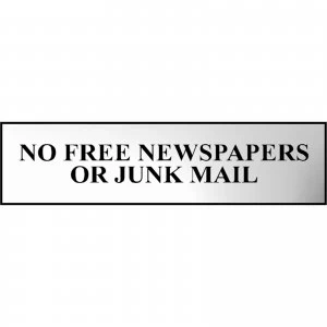 Image of Scan Chrome Effect No Free Newspapers Or Junk Mail Sign 200mm 50mm Standard
