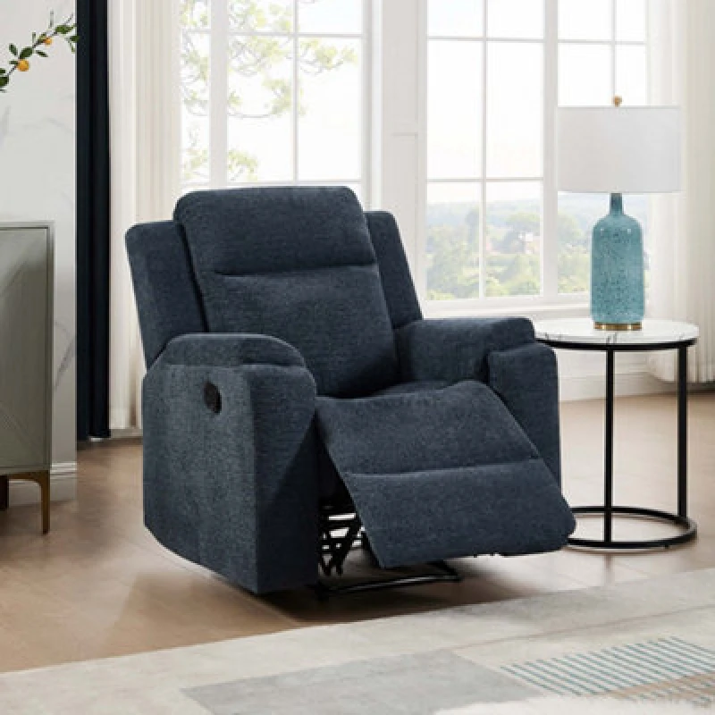 Image of More4Homes Orka 1 Seater Fabric Manual Recliner Chair Blue
