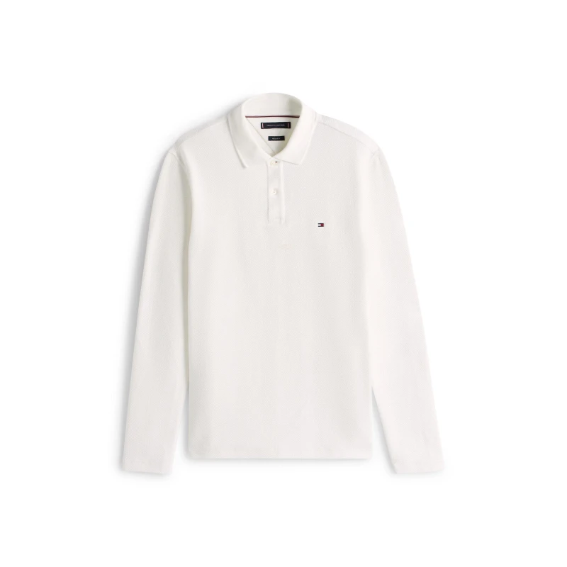 Image of Tommy Hilfiger Mens Herring Long Sleeve Polo Shirt Ecru YBL male S