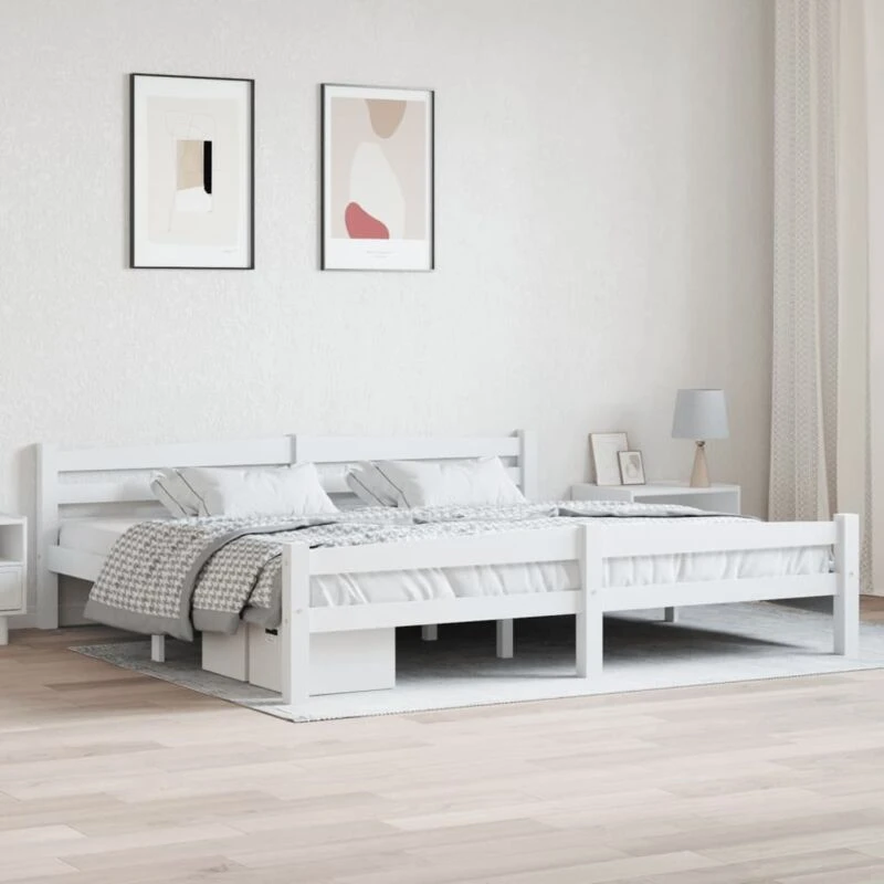 Image of VIDAXL Bed Frame without Mattress White Solid Pinewood 200x200cm Vidaxl 8720286327418