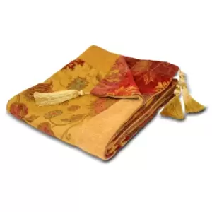 Image of Paoletti Zurich Floral Jacquard Throw Polyester Gold