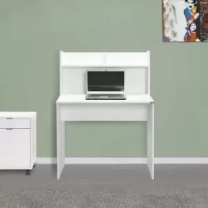Image of Home Office Study Desk with Shelves in Matt White - White - Fwstyle