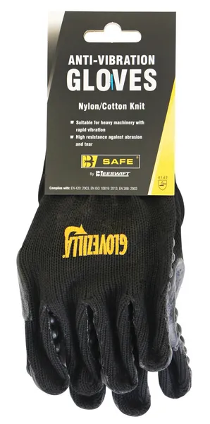 Image of Beeswift Beeswift Glovezilla High Performance Anti-Vibration Gloves 1 Pair Black L BS054L