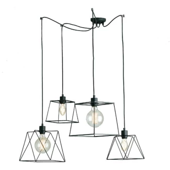 Image of Fan Europe Lighting - Fan Europe BROOKLYN 4 Light Cluster Pendant Ceiling Light Black 250cm