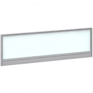 Image of Dams International Desktop Glazed Screen Polar White Aluminium Silver Frame 1200 x 30 x 380mm