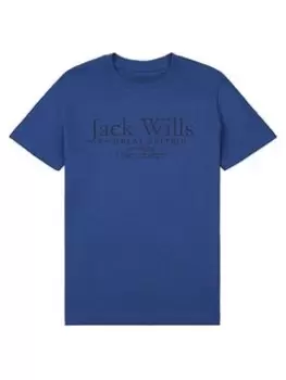 Image of Jack Wills Boys Script Short Sleeve T-Shirt - Blue Size 8-9 Years