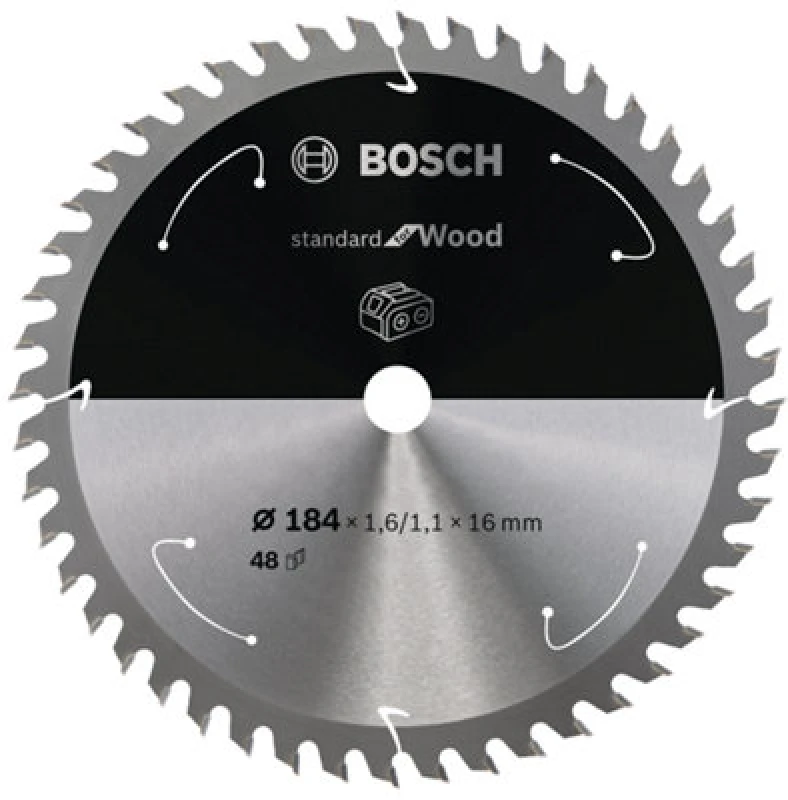 Image of Amica Bosch PRO Wood cordless Circular Saw Blade 184 x 1.6 x 16mm T48 2608837699 2608837699