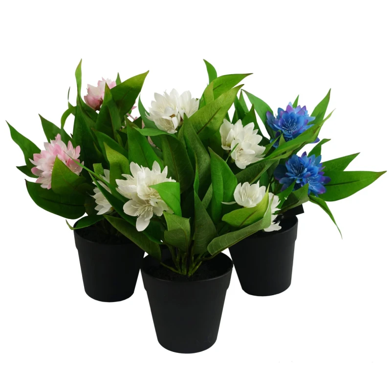 Image of N/A 3x 18cm Artificial Freesia Plants Pink, White, Blue Flowering