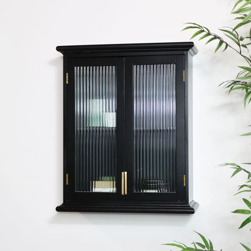 Image of Melody Maison Black Reeded Glass Wall Cabinet Black