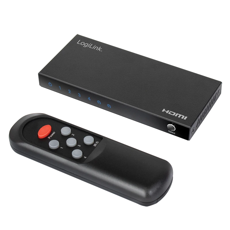 Image of LogiLink HDMI switch. 4x1-Port. 4K/60 Hz. HDCP. HDR. CEC. RC
