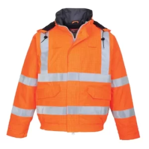 Image of Biz Flame Hi Vis Flame Resistant Rain Bomber Jacket Orange S