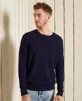 Image of Superdry Mens Lambswool Lightweight Crew Jumper Navy / Deep Navy - Size: XL