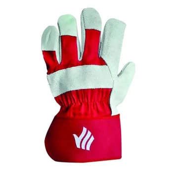 Image of Polyco Premium Rigger Gloves Chrome Selected Leather Red Pack of 10