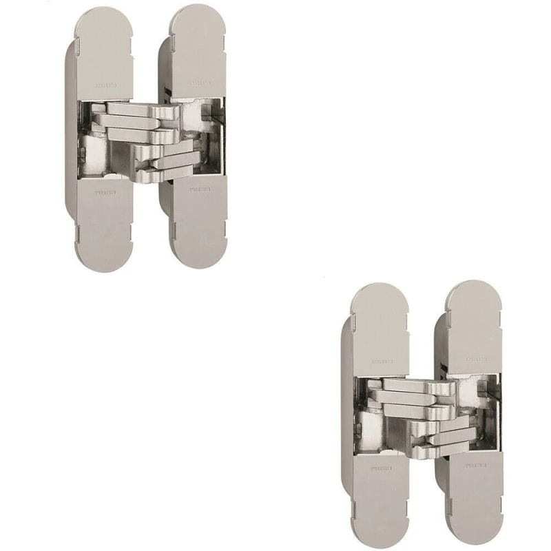Image of Loops 2x 100 x 22mm Adjustable Medium Duty Concealed Hinge Bright Nickel Internal Door Metallics