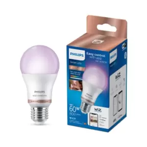 Image of Philips Wiz E27 60W LED Cool White, RGB & Warm White A60 Smart Light Bulb