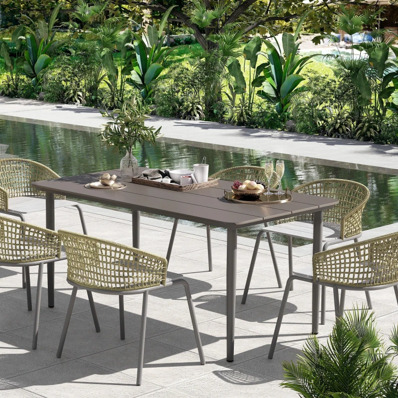 Image of Outsunny Garden Table with Rust Resistant Metal Frame - Dark Grey TJ Hughes 5063603401334
