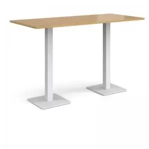 Image of Brescia rectangular poseur table with flat square white bases 1800mm x